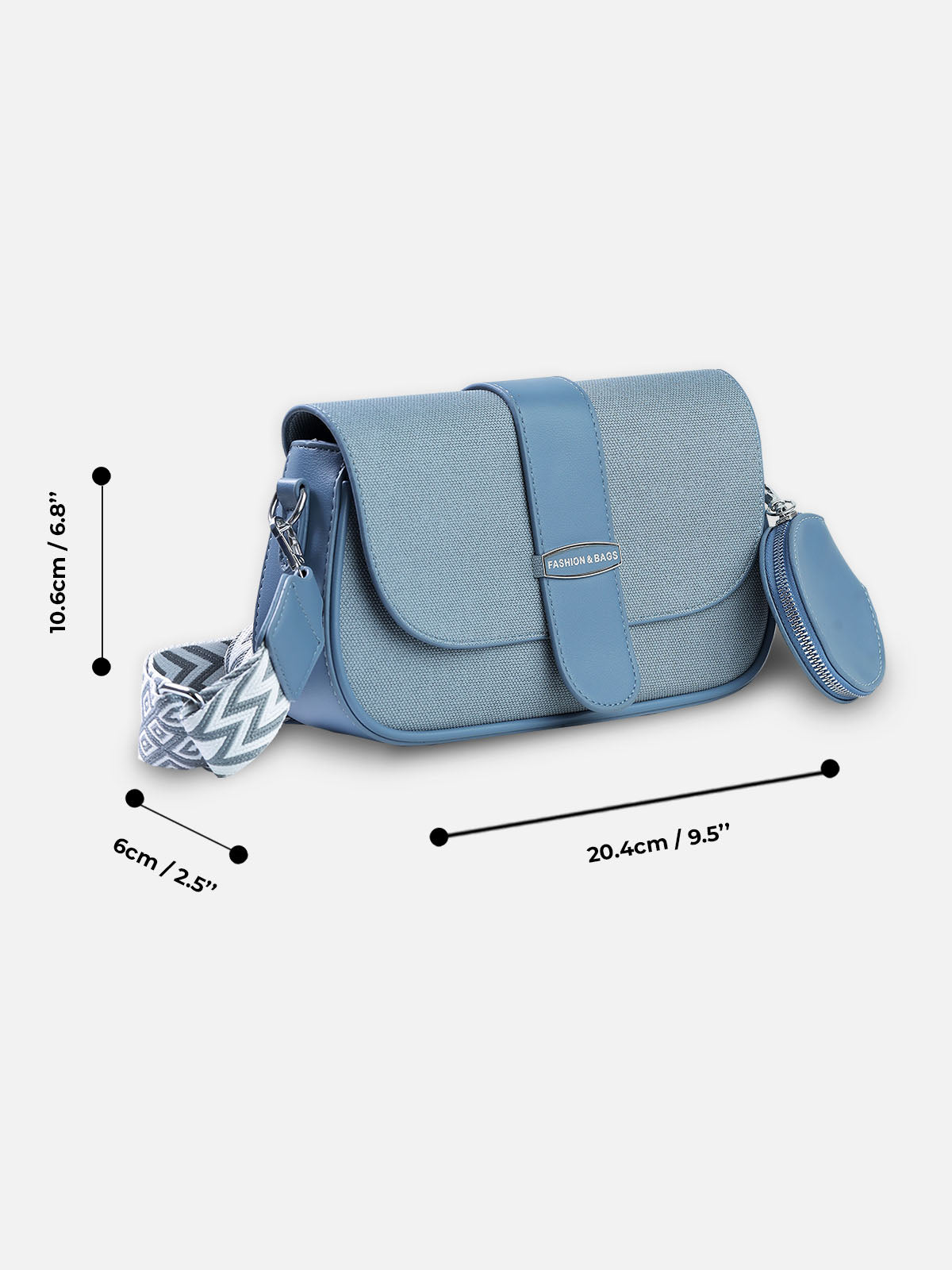 Slate Blue Cross body Bag with Coin Pouch – Casual Shoulder Bag