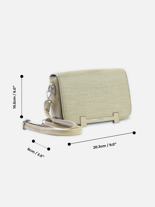 Textured Taupe Green Structured Shoulder Bag – Modern Minimalist Design