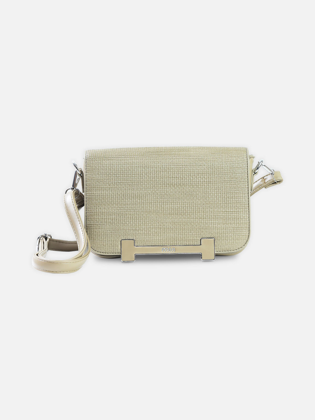 Textured Taupe Green Structured Shoulder Bag – Modern Minimalist Design