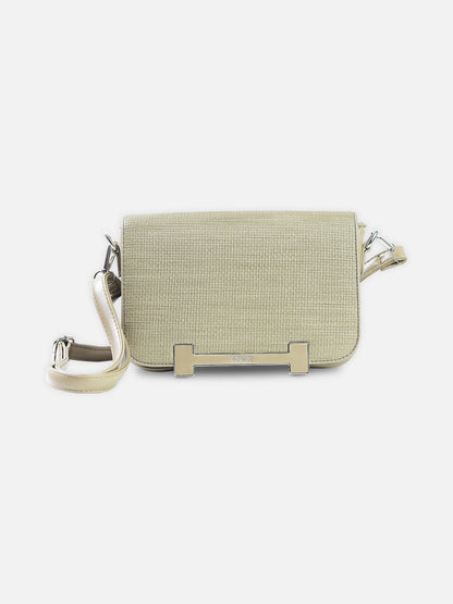 Textured Taupe Green Structured Shoulder Bag – Modern Minimalist Design