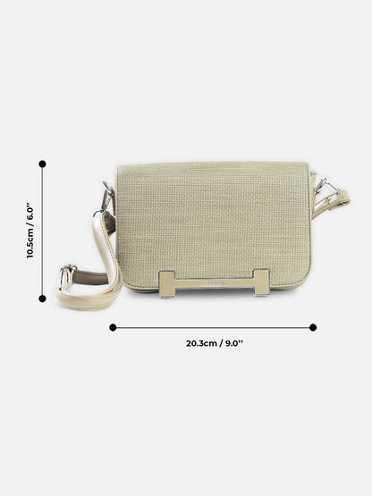 Textured Taupe Green Structured Shoulder Bag – Modern Minimalist Design