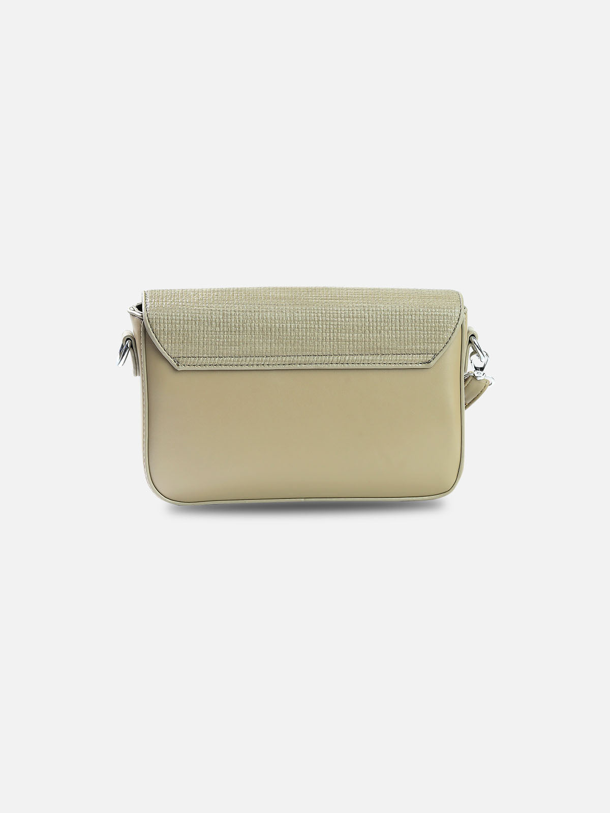 Textured Taupe Green Structured Shoulder Bag – Modern Minimalist Design
