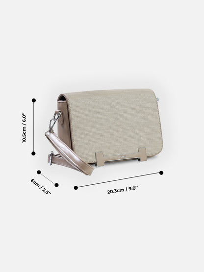 Textured Beige Structured Shoulder Bag – Soft Neutrals Collection