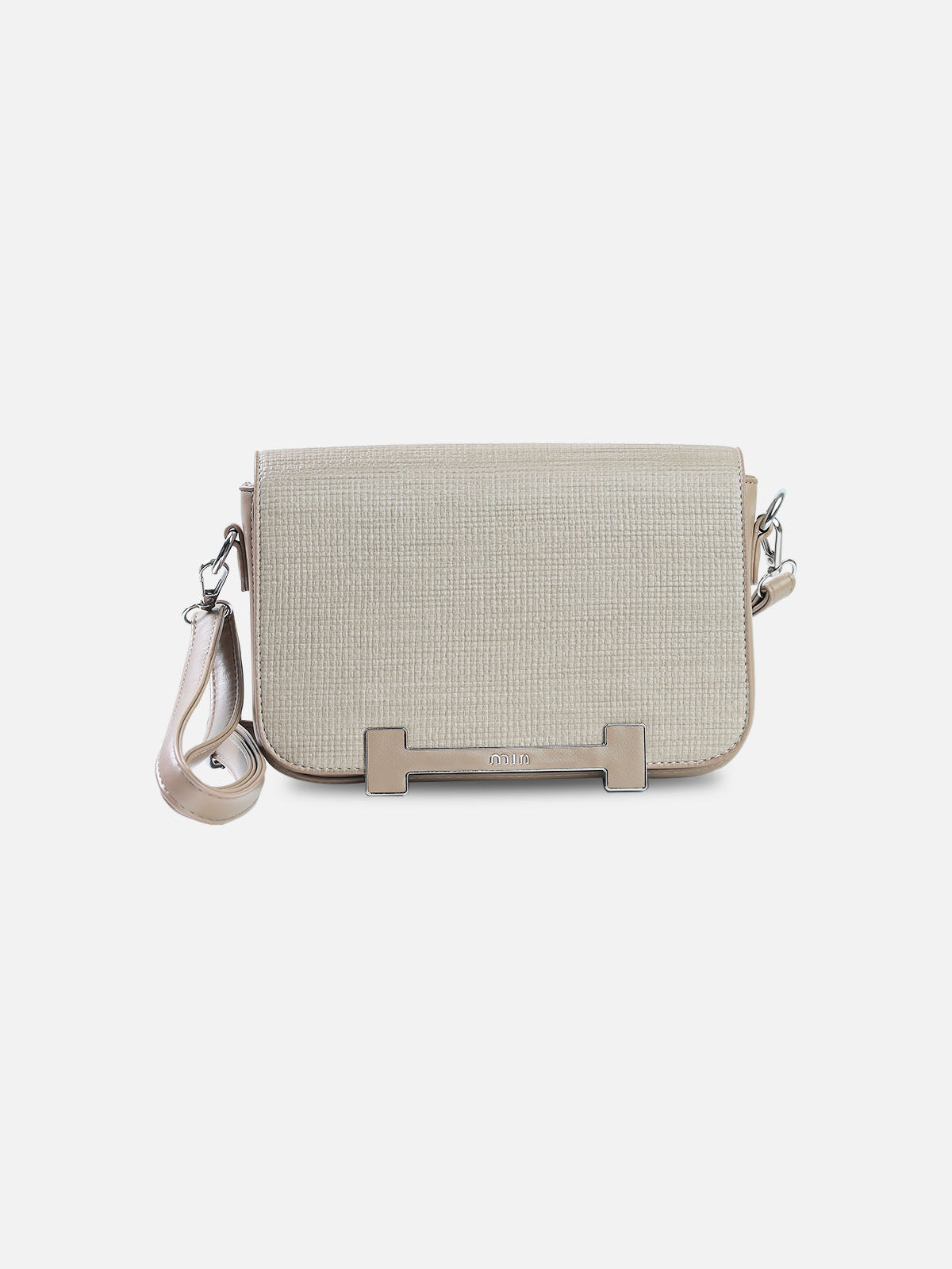Textured Beige Structured Shoulder Bag – Soft Neutrals Collection