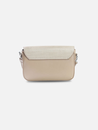 Textured Beige Structured Shoulder Bag – Soft Neutrals Collection