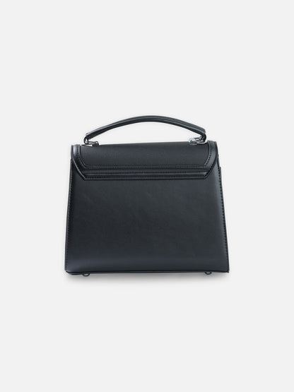 Classic Black Top Handle Bag – Structured Faux Leather Satchel for Women