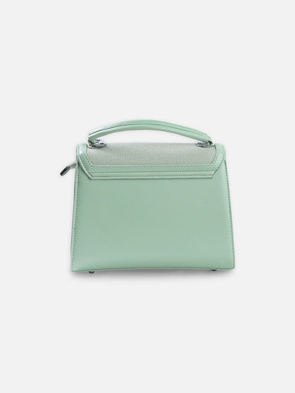 Classic Mint Green Top Handle Bag – Structured Faux Leather Satchel for Women