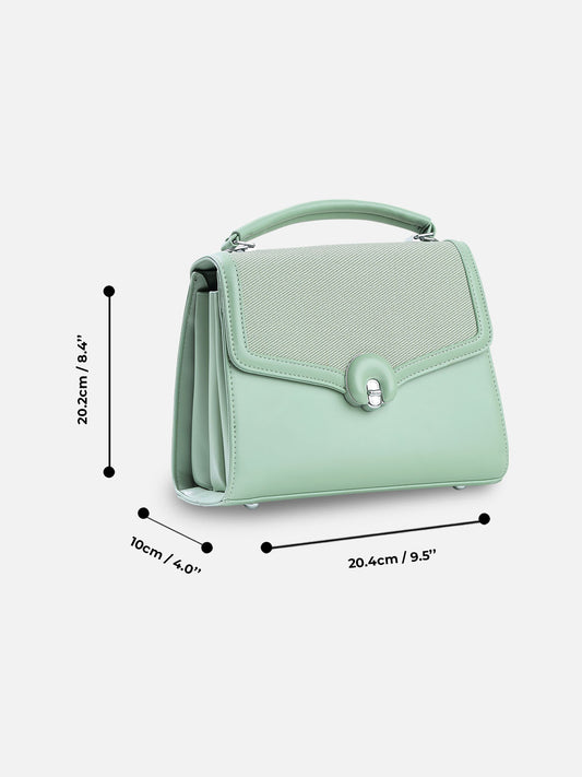 Classic Mint Green Top Handle Bag – Structured Faux Leather Satchel for Women