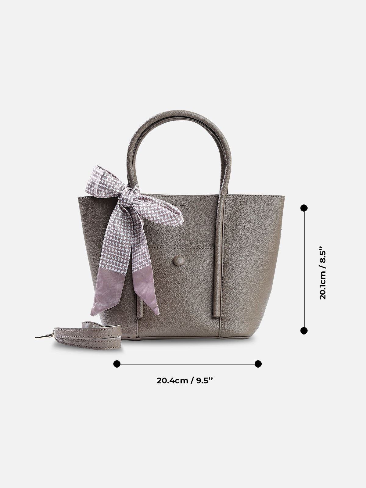 2-Piece Mini Tote Bag Set with Scarf – Taupe Grey