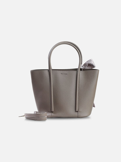 2-Piece Mini Tote Bag Set with Scarf – Taupe Grey