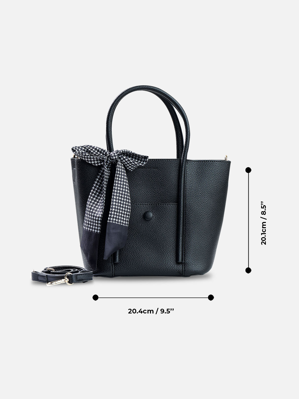 2-Piece Mini Tote Bag Set with Scarf – Classic Black
