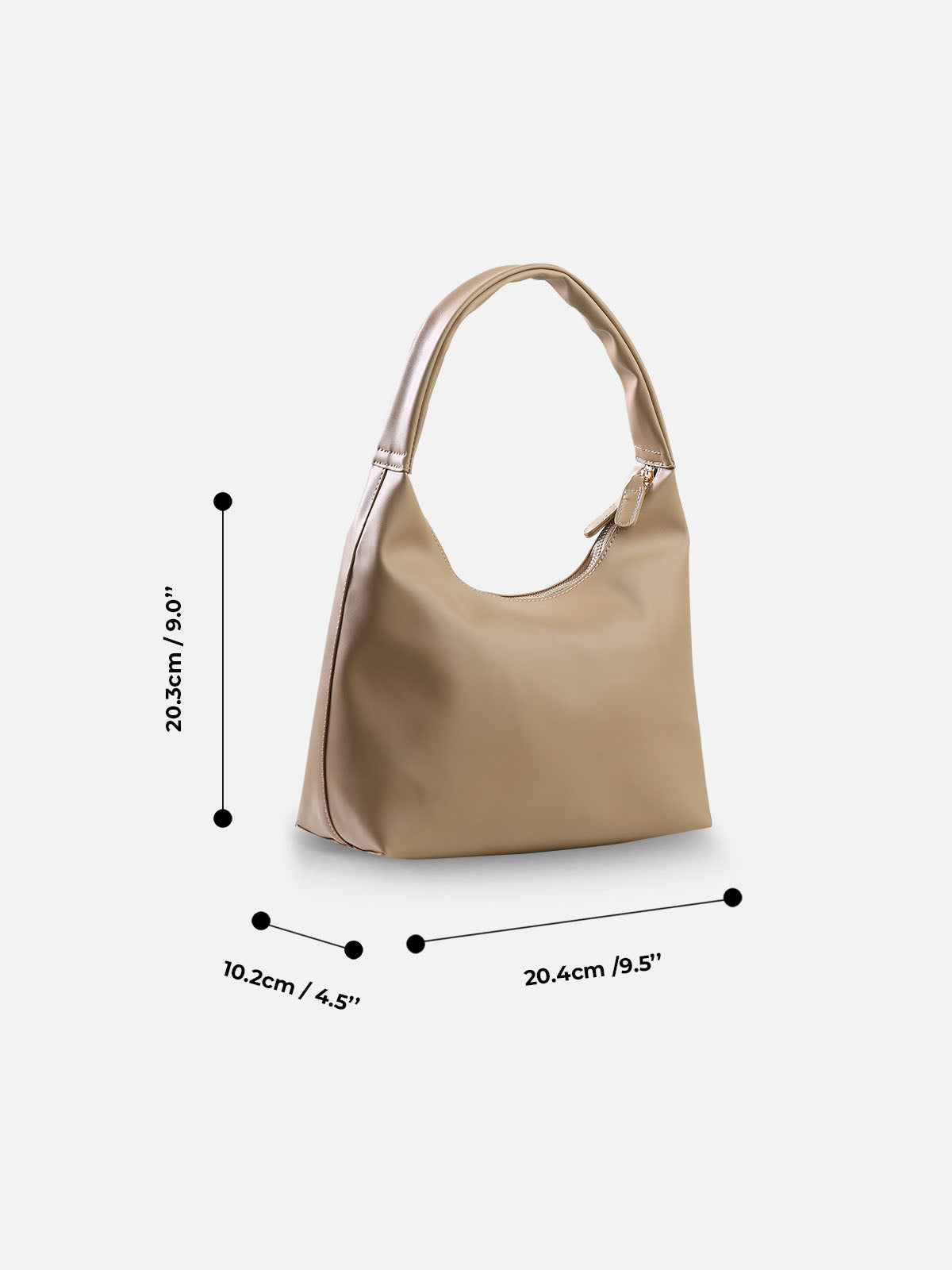 Minimalist Soft Hobo Shoulder Bag – Beige Finish
