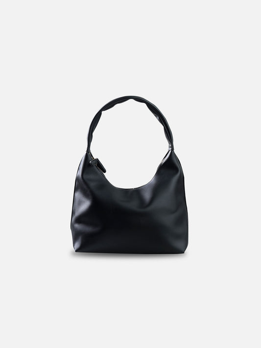 Classic Black Hobo Shoulder Bag – Sleek Satin Finish