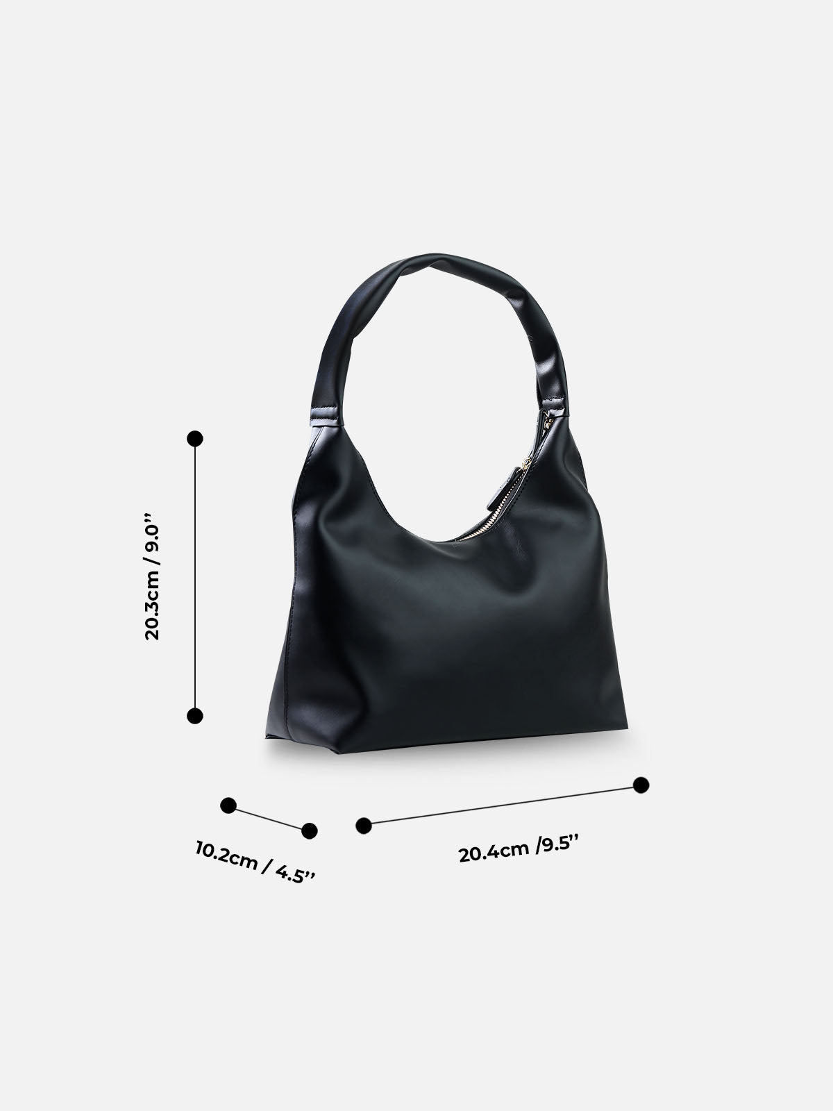 Classic Black Hobo Shoulder Bag – Sleek Satin Finish