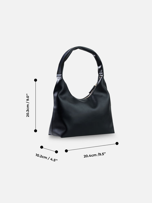 Classic Black Hobo Shoulder Bag – Sleek Satin Finish