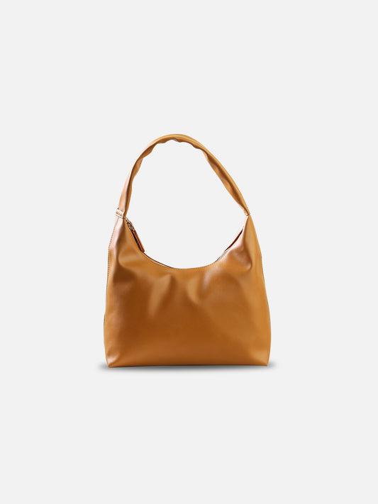 Camel Tan Hobo Shoulder Bag – Soft Faux Leather Elegance