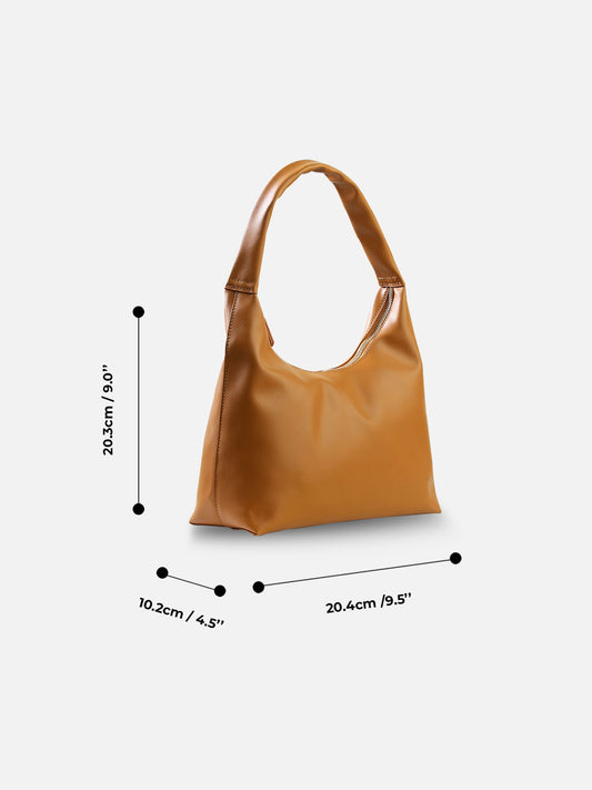 Camel Tan Hobo Shoulder Bag – Soft Faux Leather Elegance