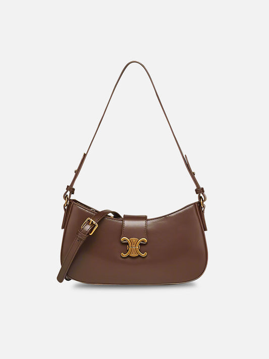 Celine Triomphe Classic Shoulder Bag – Dark Mocha Faux Leather