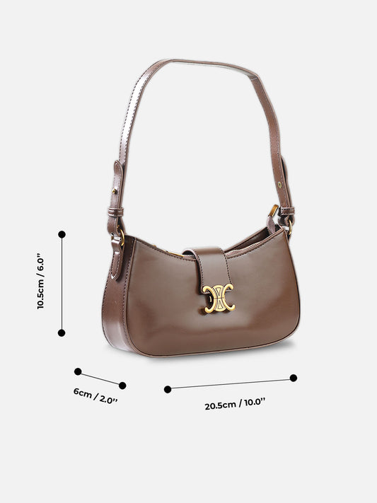 Celine Triomphe Classic Shoulder Bag – Dark Mocha Faux Leather