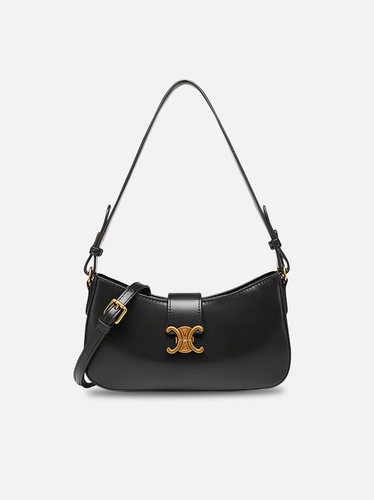 Celine Triomphe Classic Shoulder Bag – Black Faux Leather
