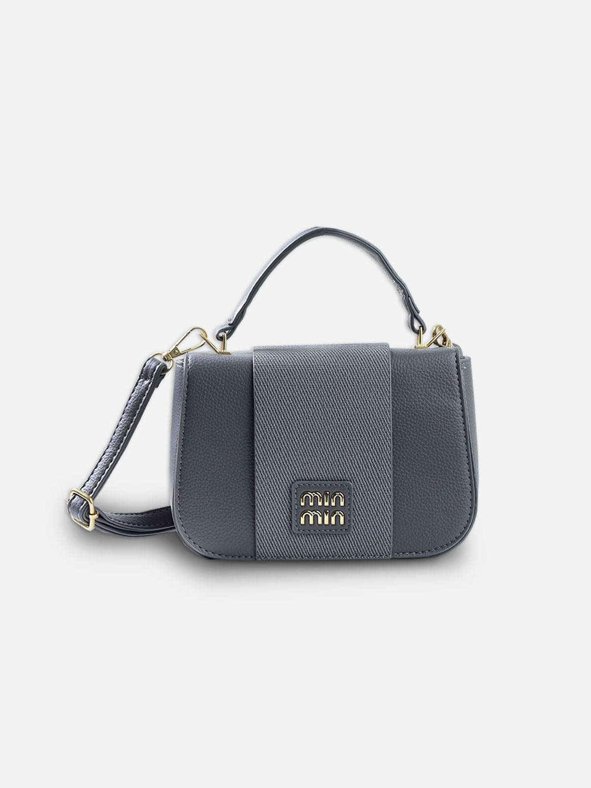 Elegant Mini Top-Handle Shoulder Bag – Charcoal Gray
