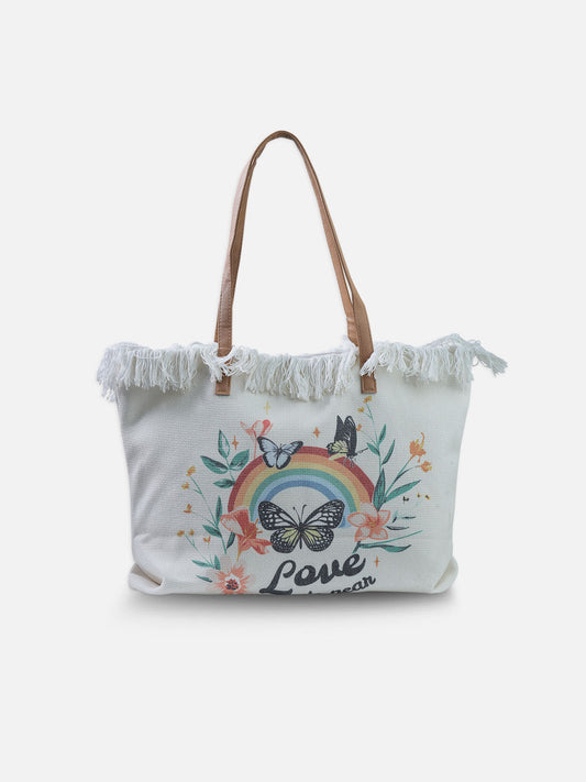Rainbow Love With Butterfly Tote Bag