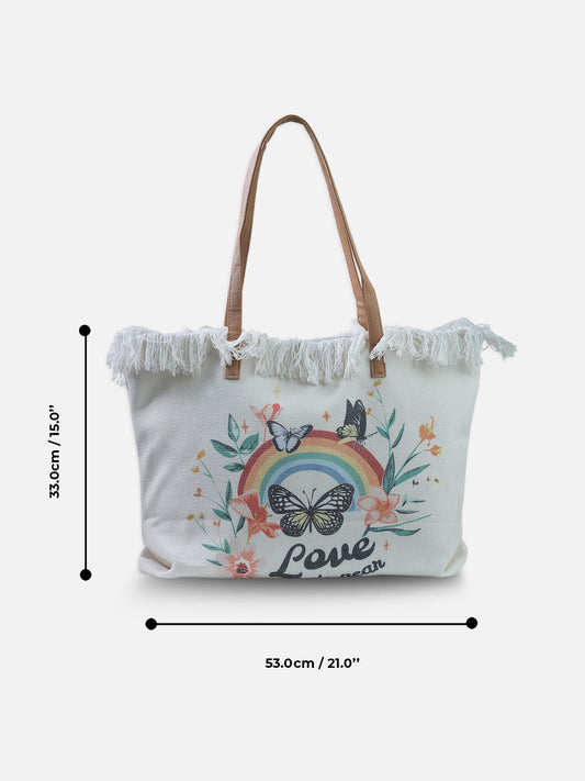 Rainbow Love With Butterfly Tote Bag
