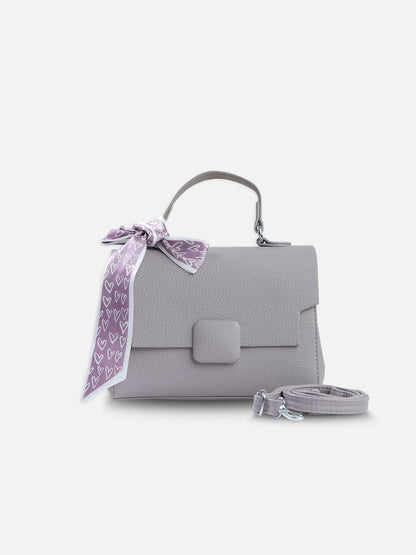 Elegant Pruple Shoulder Bag with Decorative Scarf