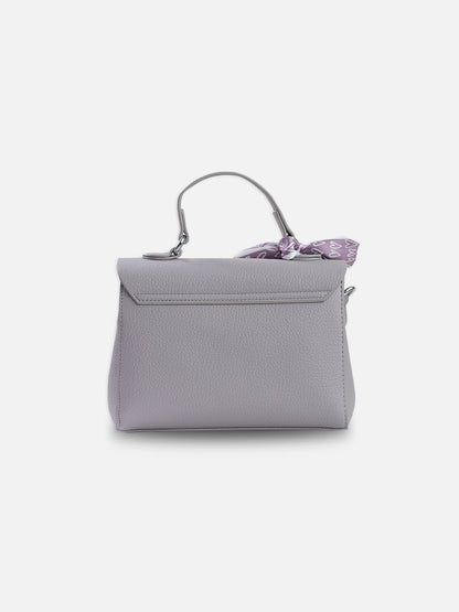 Elegant Pruple Shoulder Bag with Decorative Scarf