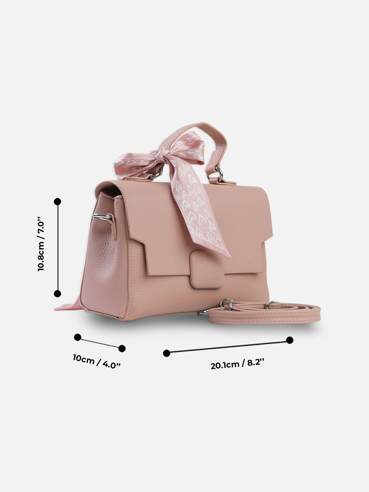 Elegant Baby Pink Shoulder Bag with Decorative Scarf
