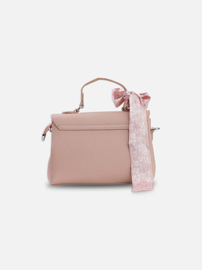 Elegant Baby Pink Shoulder Bag with Decorative Scarf