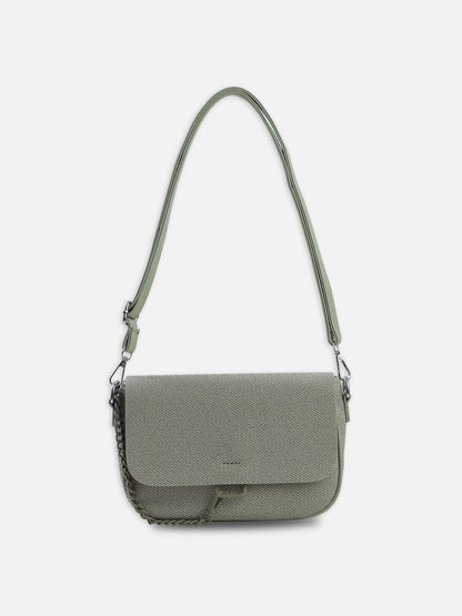 Sahara Mist – Premium Light Grey Crossbody Bag with Chain Accent