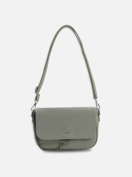 Sahara Mist – Premium Light Grey Crossbody Bag with Chain Accent