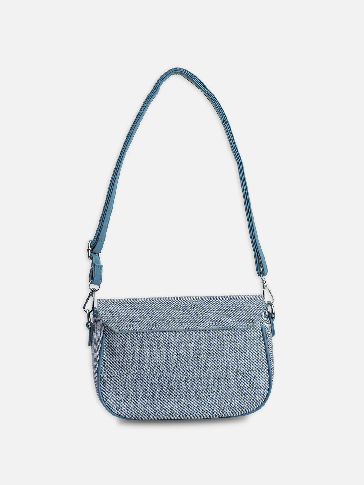 Ocean Slate – Premium Blue Textured Crossbody Bag with Chain Detail