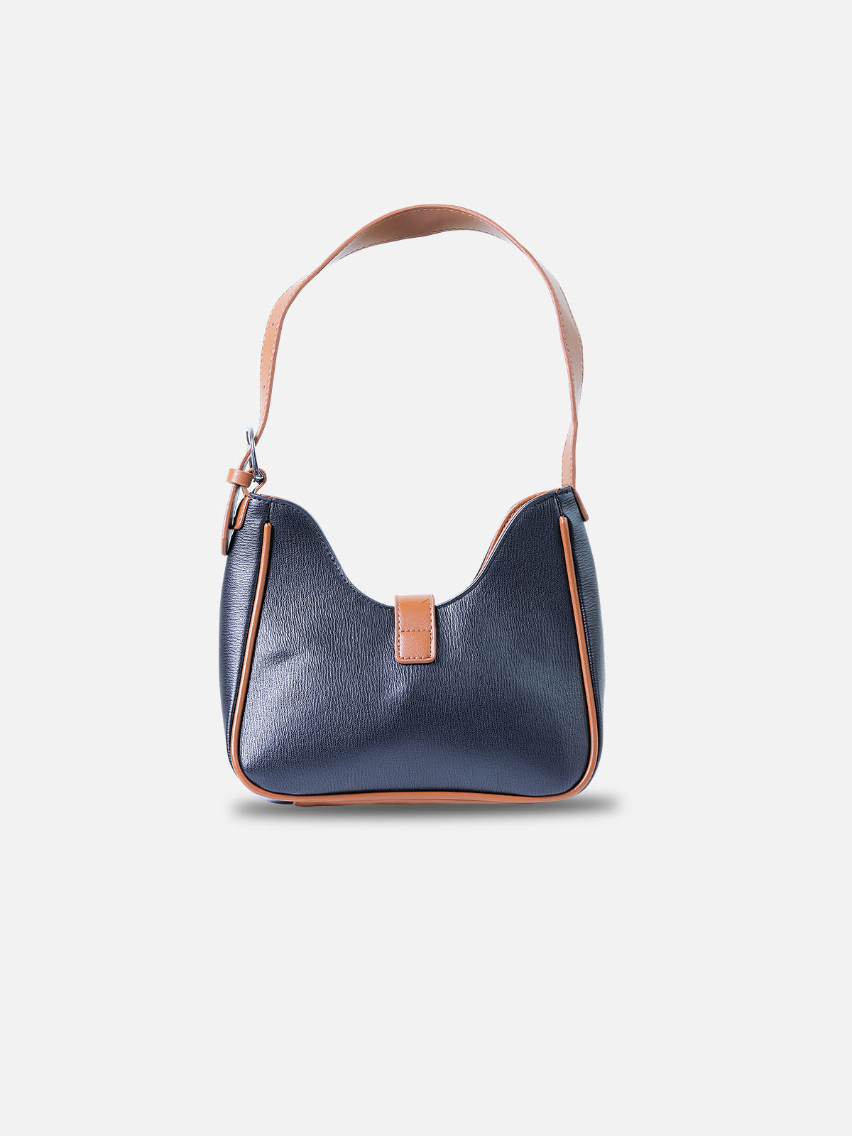 Black & Tan Buckle Shoulder Bag – Stylish Leather Hobo Purse for Women