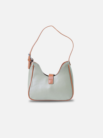 Sage Green & Tan Buckle Shoulder Bag – Faux Leather Hobo Purse for Women
