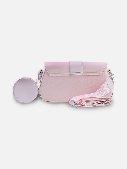 Blush Pink Cross body Bag with Chevron Strap & Coin Pouch